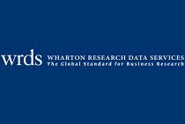 Logo of Wharton Research Data Services (WRDS) with the tagline "The Global Standard for Business Research" on a blue background.