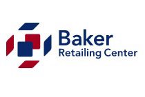 Logo of Baker Retailing Center featuring a geometric design with red and blue shapes beside the center''s name in blue text.