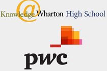 Logos of Knowledge@Wharton High School and PwC, indicating a collaboration or sponsorship.