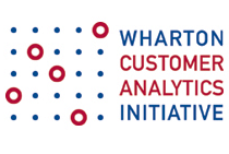 Logo of the Wharton Customer Analytics Initiative, featuring a grid of blue dots with red circles and text on the right.